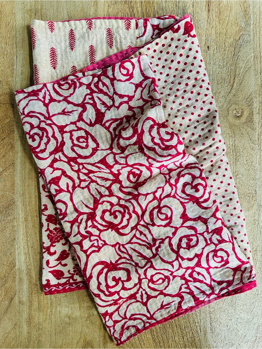 World Market Kantha Patchwork Infinity Scarf Floral Paisley Boho Reversible - Picture 5 of 9